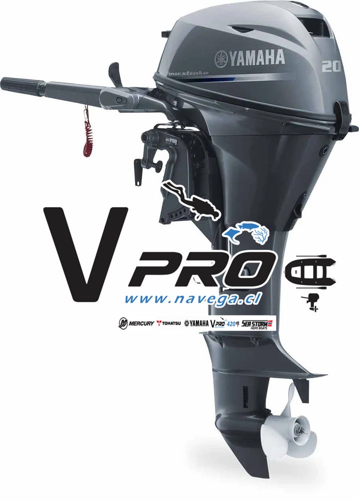 Motor Fuera de Borda Yamaha 20HP Cuatro Tiempos Pata Larga F20BMHL